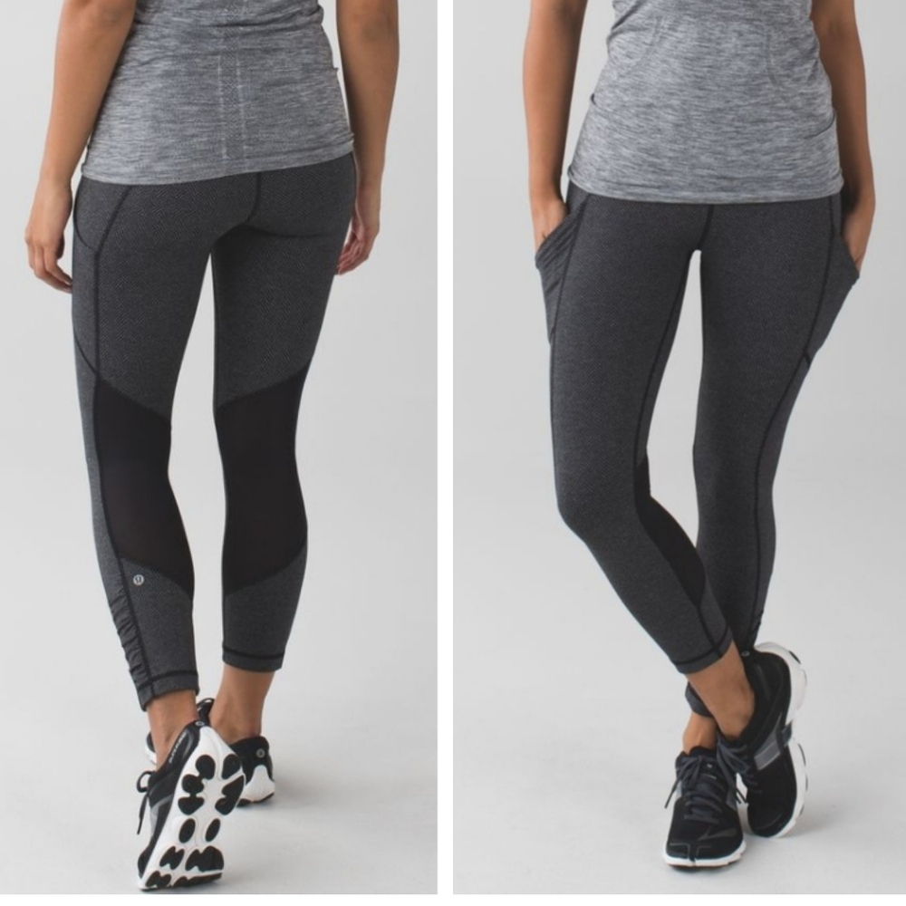 Lululemon Speed Crop 24" Giant Herringbone Black Heathered Black